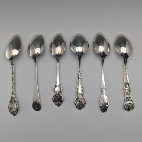 約 1900 年美國古董純銀紀念品湯匙 x6 茶匙大小總計 100 克